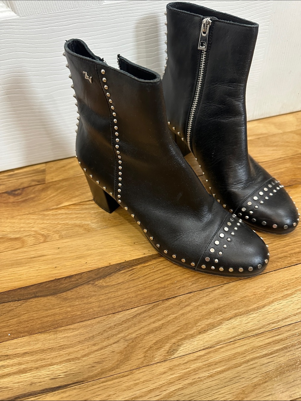 Zadig & Voltaire Black Leather Studded Ankle Boots